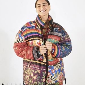 FARM Rio Mixed Scarves Reversible Puffer - NWOT
